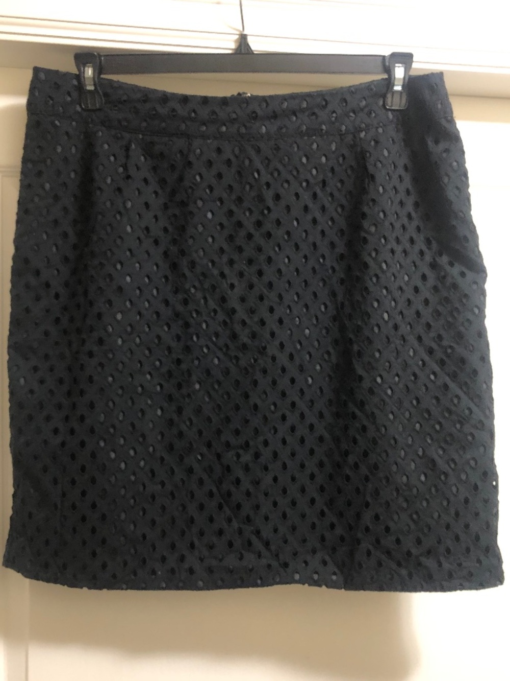 Dex black skirt XL cotton eyelet lined back zipper knee length